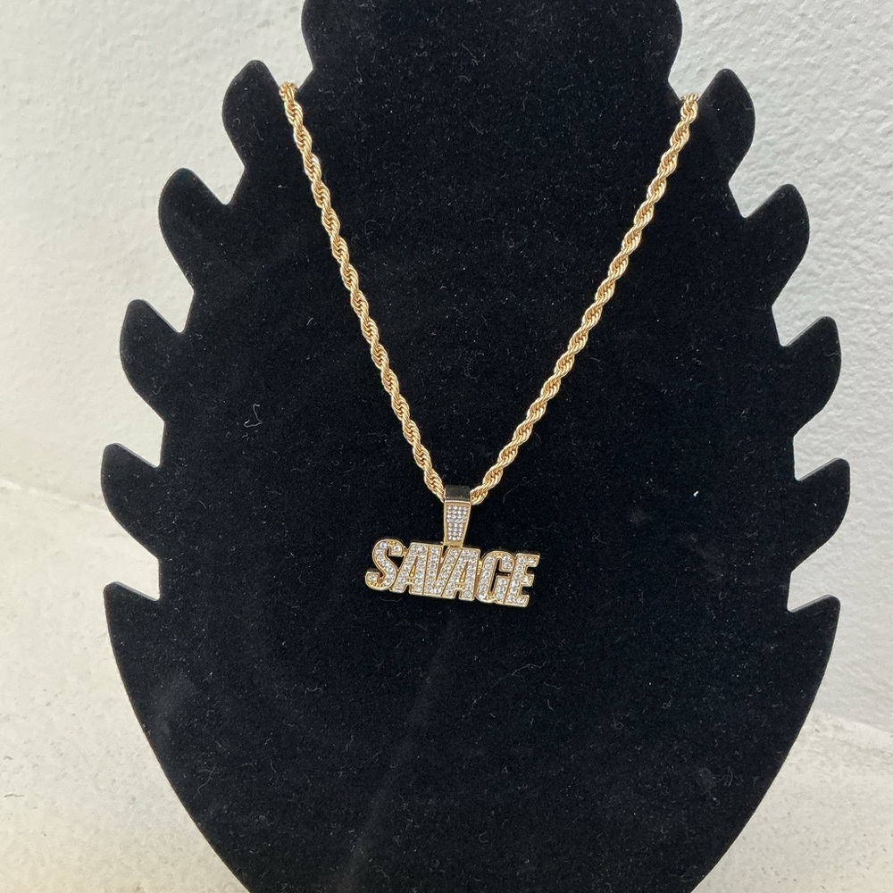 Gold 'Savage' Pendant Necklace